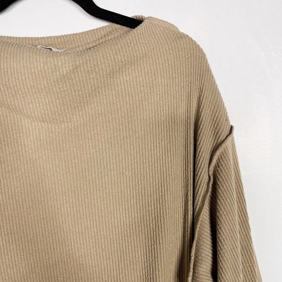 Free People XSmall XS Main Squeeze Hacci Sweater We The Free Ribbed Tan Neutral - Picture 4 of 11
